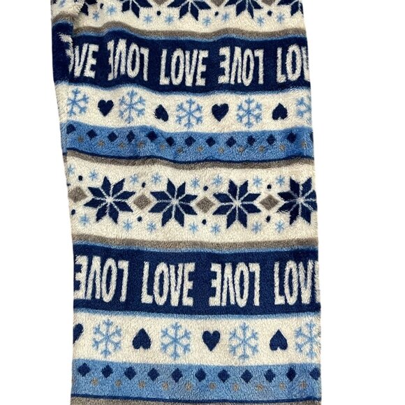 Fleece Pajama Pants With Snowflake & Love Pattern Youth Large / XL Womens Small - Picture 8 of 10